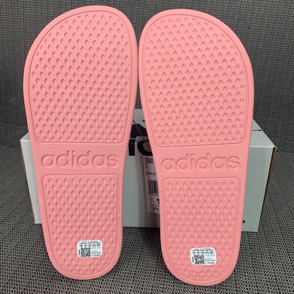 Adidas Adilette Aqua Womens Size 10 Slides Pink & Off-White Stripes - Picture 8 of 8